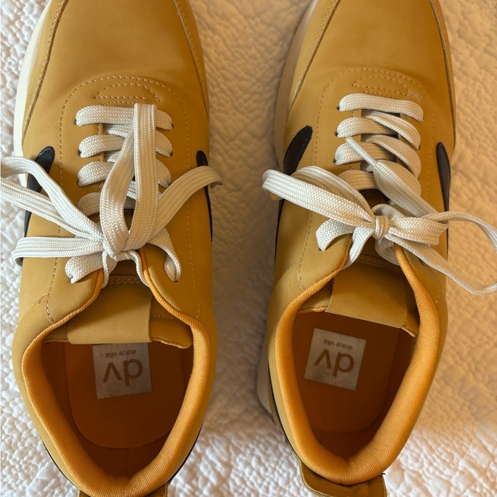 DV by Dolce Vita Women’s Mustard Yellow Sneakers with Black Accents